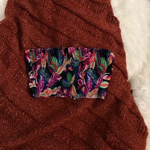 strapless floral swim top